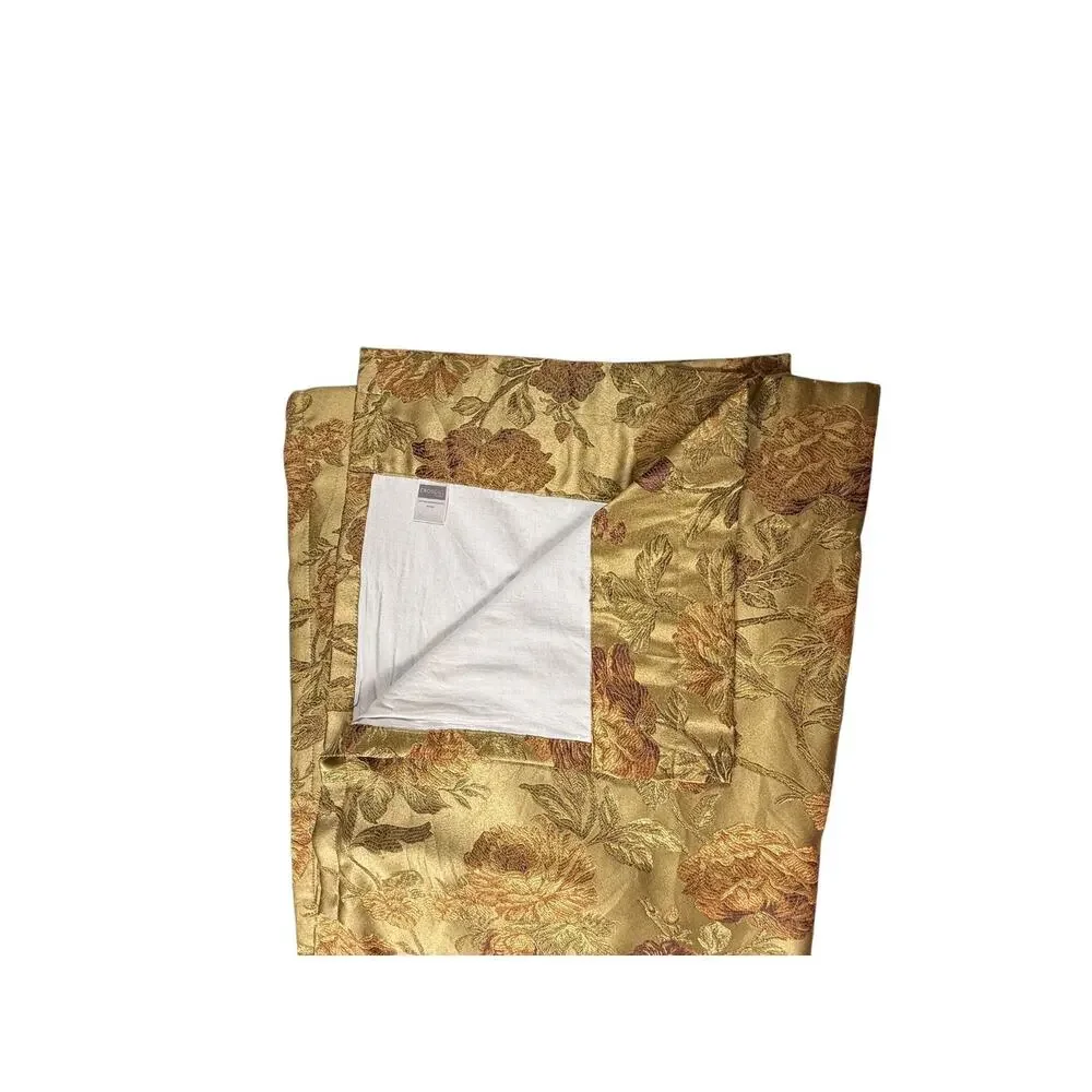 Single Croscill Olimpia Curtain Drape 1 Panel Gold Satin Embroidered Floral 86